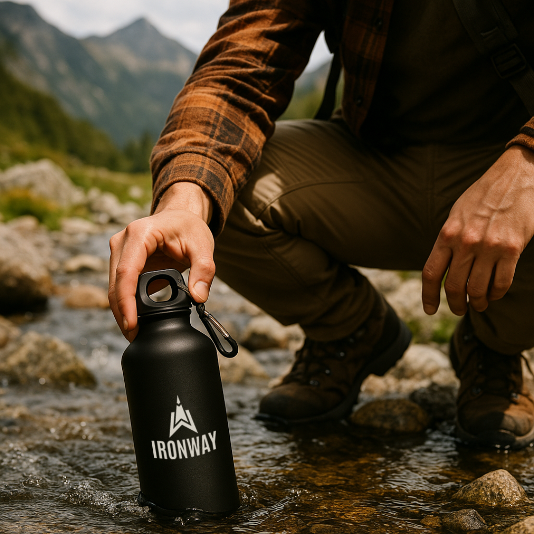 Bottiglia Trail – Bottiglia d'acqua leggera in alluminio con moschettone