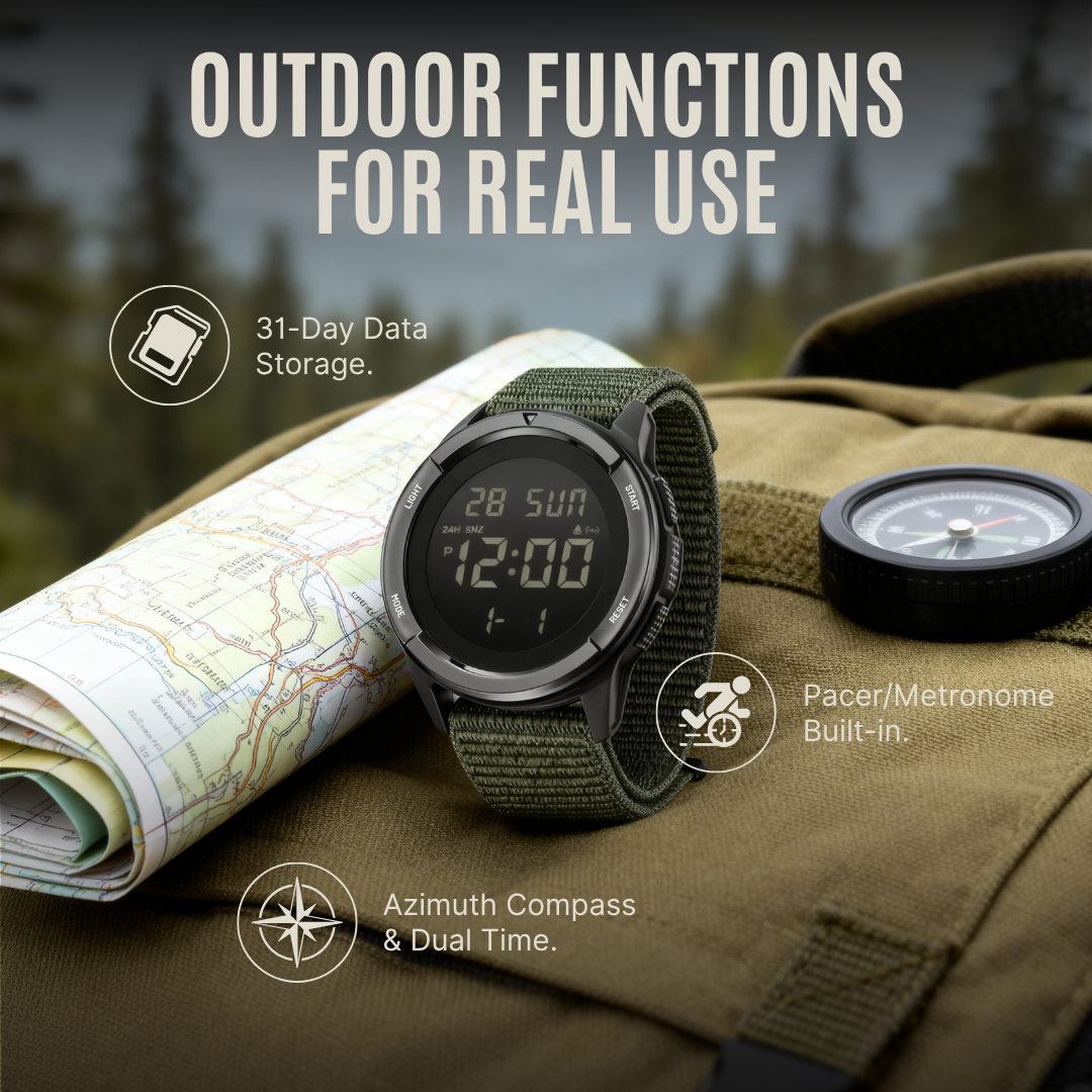 TrailMaster 45 — Digital Carbon Fiber Field Watch for Extreme Adventure