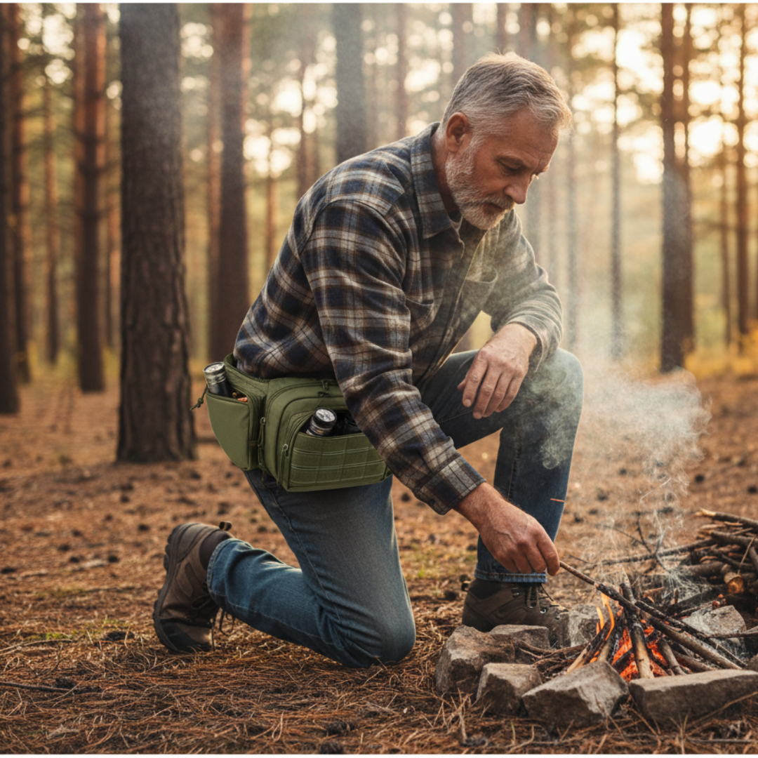 Borsa da vita robusta leggera con più scomparti