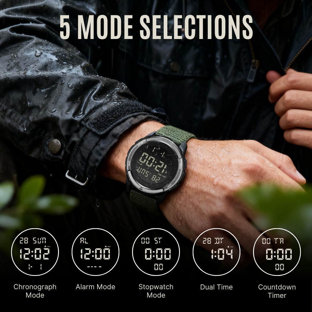 TrailMaster 45 — Digital Carbon Fiber Field Watch for Extreme Adventure