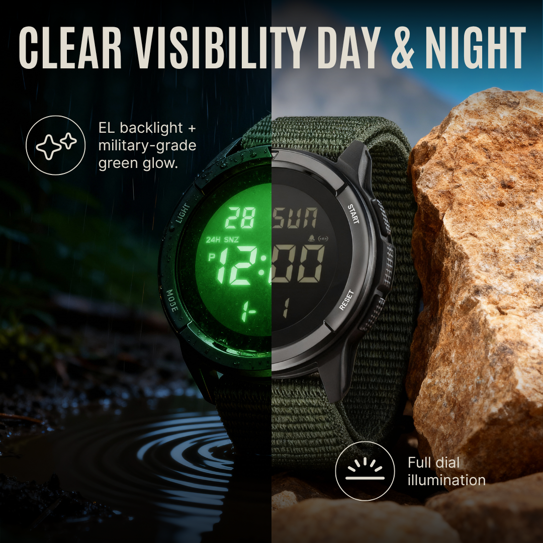 TrailMaster 45 — Digital Carbon Fiber Field Watch for Extreme Adventure