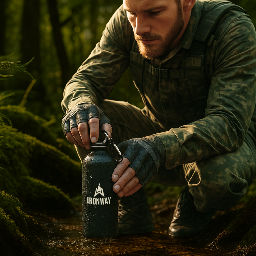 Bottiglia Trail – Bottiglia d'acqua leggera in alluminio con moschettone