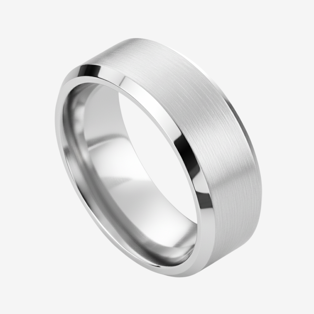 Anello Valor — Anello in acciaio titanio spazzolato per forza quotidiana