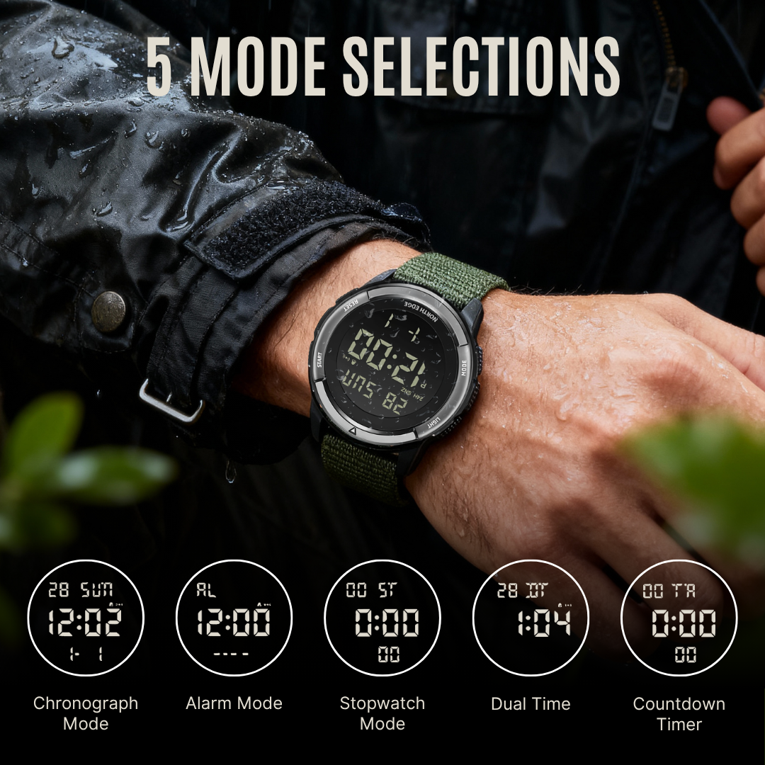 NorthEdge 45 — Digital Carbon Fiber Field Watch for Extreme Adventure